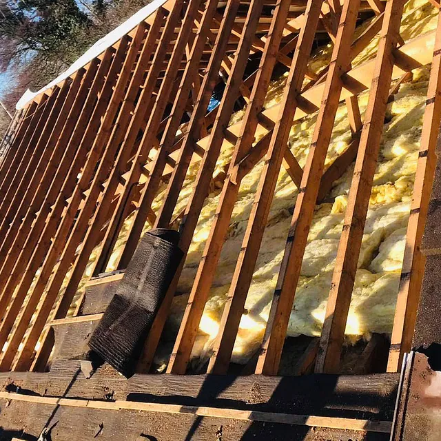 A roof been added to a home extension